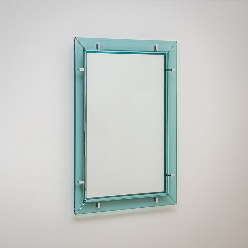 Light Blue Wall Mirror by Max Ingrand for Fontana Arte, Italy, 1950s