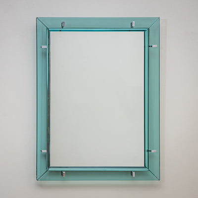 Light Blue Wall Mirror by Max Ingrand for Fontana Arte, Italy, 1950s