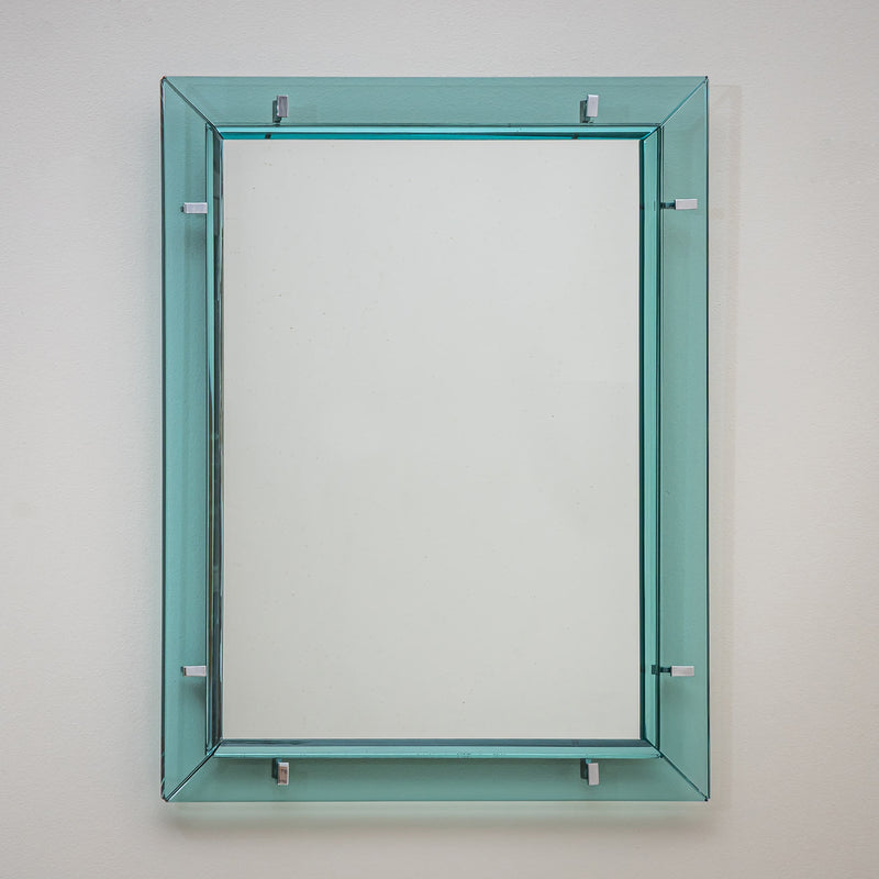 Light Blue Wall Mirror by Max Ingrand for Fontana Arte, Italy, 1950s
