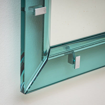 Light Blue Wall Mirror by Max Ingrand for Fontana Arte, Italy, 1950s