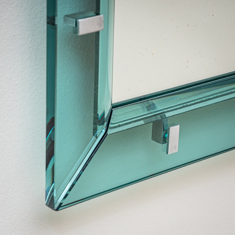 Light Blue Wall Mirror by Max Ingrand for Fontana Arte, Italy, 1950s