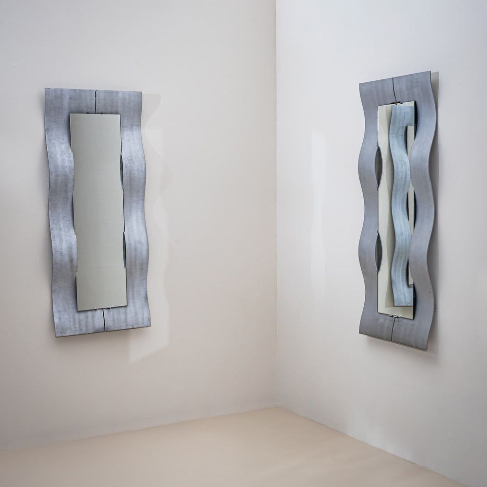 Pair of “Wave” Wall Mirrors by Lorenzo Burchiellaro (1933–2017), Italy, 1970s