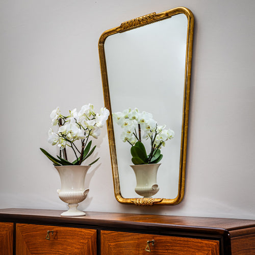 Trapezoidal Wall Mirror in the style of Osvaldo Borsani, probably Italy, Mid-20th Century