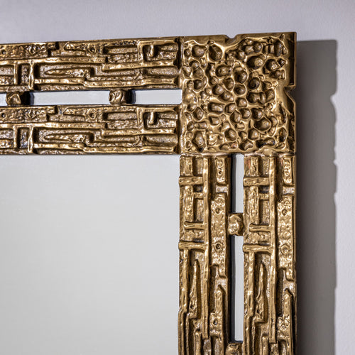 Brass Mirror, attributed to Luciano Frigerio, Italy, 1970s