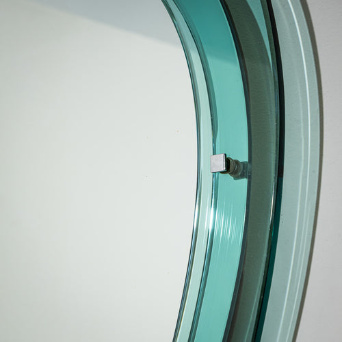 Turquoise Teardrop-Shaped Wall Mirror, attributed to Cristal Arte, Italy, 1950s