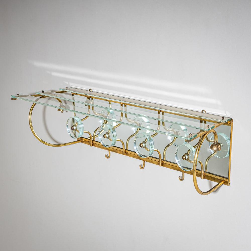 Coat Rack with Mirror, attributed to Fontana Arte, Italy, 1950s