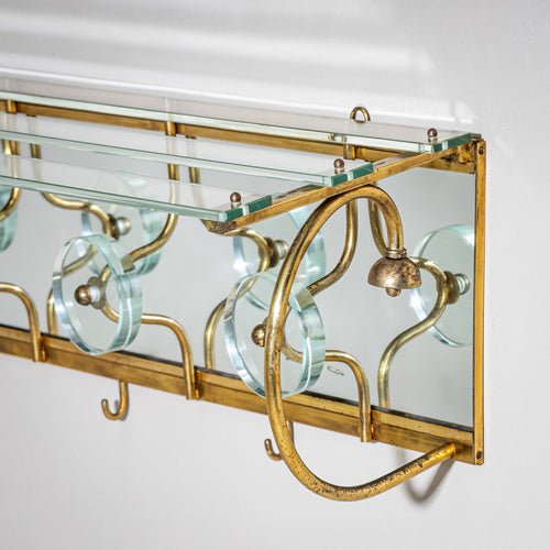 Coat Rack with Mirror, attributed to Fontana Arte, Italy, 1950s