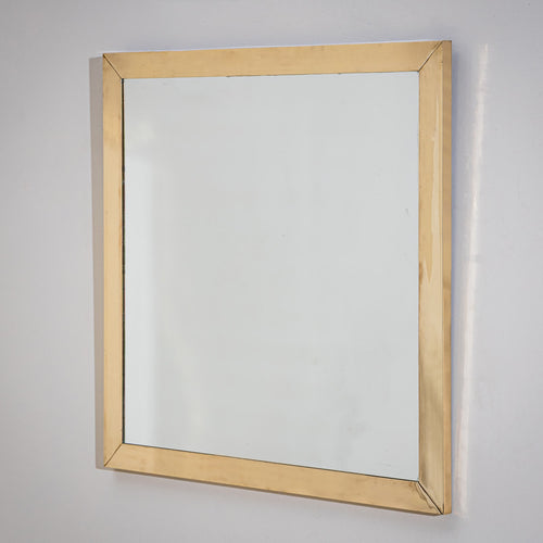 Wall Mirror with Brass Frame, Italy, 1980s
