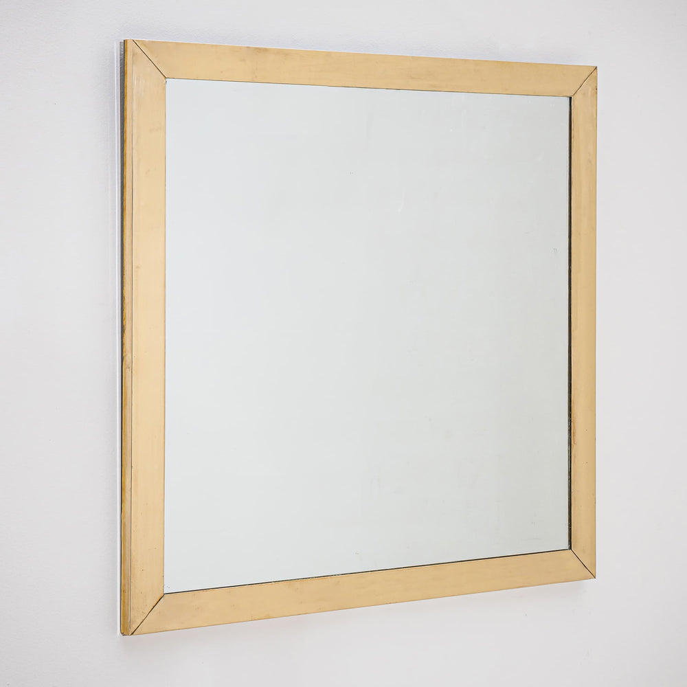 Wall Mirror with Brass Frame, Italy, 1980s