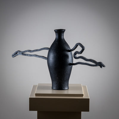 Black Ceramic Vase by Poemu, France 2023