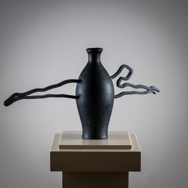 Black Ceramic Vase by Poemu, France 2023