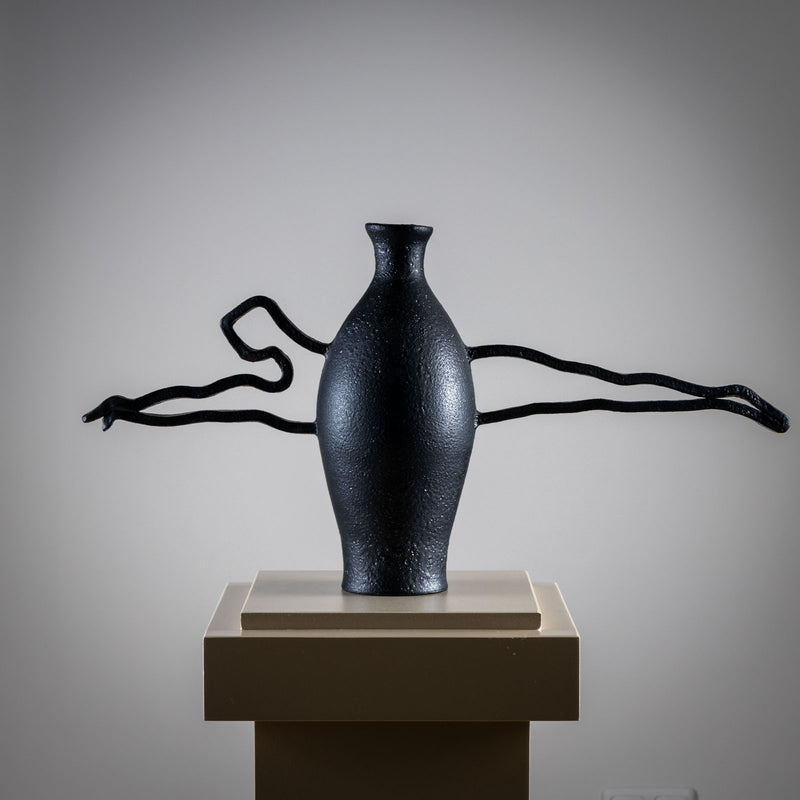 Black Ceramic Vase by Poemu, France 2023