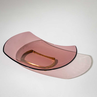 Fontana Arte Centerpiece in Rosé Glass and Brass, Italy, c. 1956