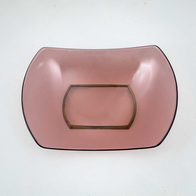 Fontana Arte Centerpiece in Rosé Glass and Brass, Italy, c. 1956