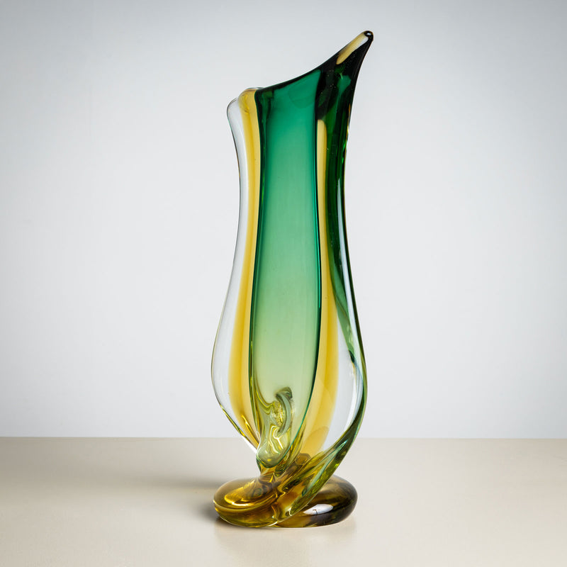 Green Glass Vase by Seguso Vetri d’Arte, Italy, Mid-20th Century