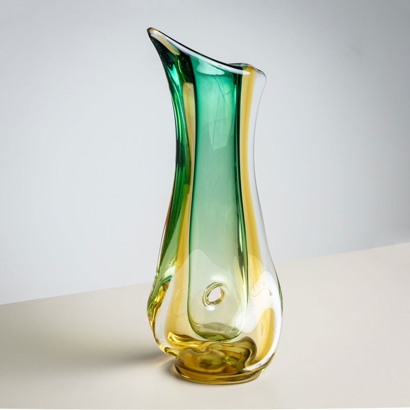 Green Glass Vase by Seguso Vetri d’Arte, Italy, Mid-20th Century