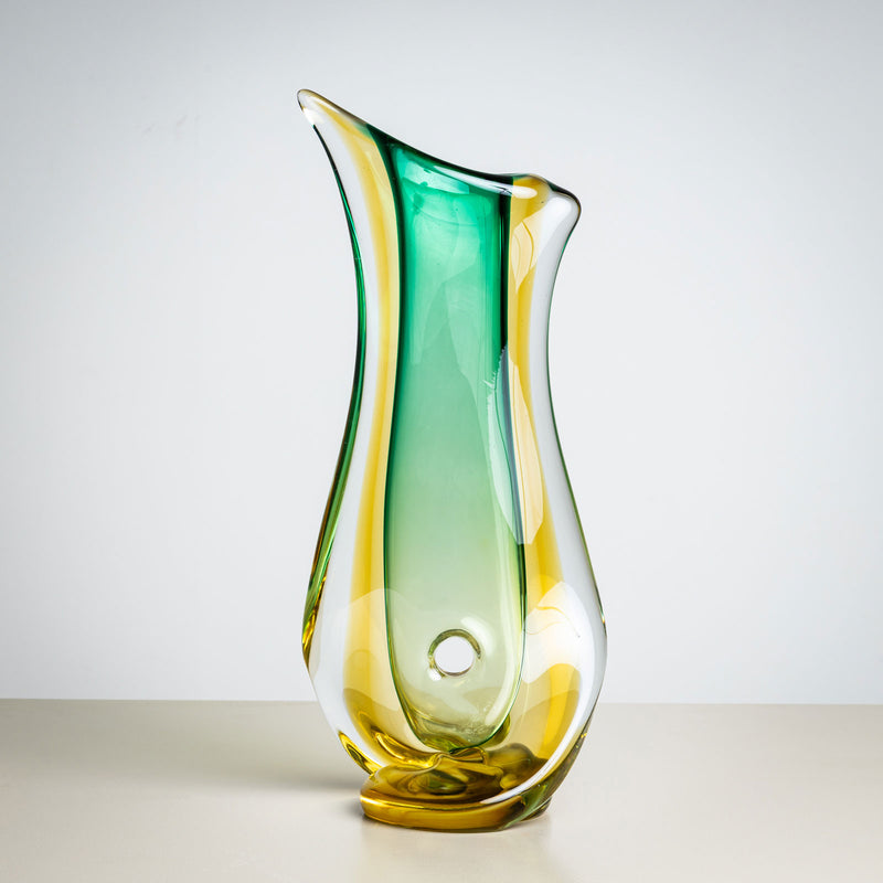 Green Glass Vase by Seguso Vetri d’Arte, Italy, Mid-20th Century