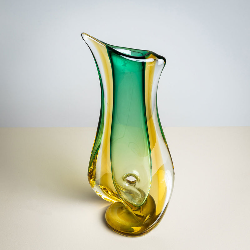 Green Glass Vase by Seguso Vetri d’Arte, Italy, Mid-20th Century