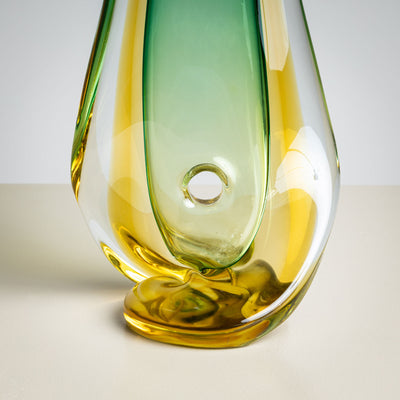 Green Glass Vase by Seguso Vetri d’Arte, Italy, Mid-20th Century