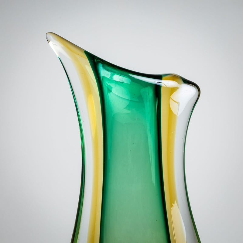 Green Glass Vase by Seguso Vetri d’Arte, Italy, Mid-20th Century