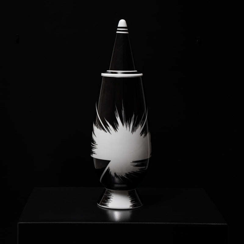 Black Lidded Vase No. 36 by Alessandro Mendini for Alessi, Made in Germany, 1992, Ed. 03511/10000