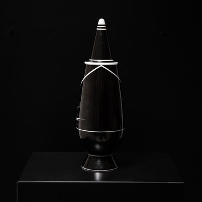 Black Lidded Vase No. 36 by Alessandro Mendini for Alessi, Made in Germany, 1992, Ed. 03511/10000