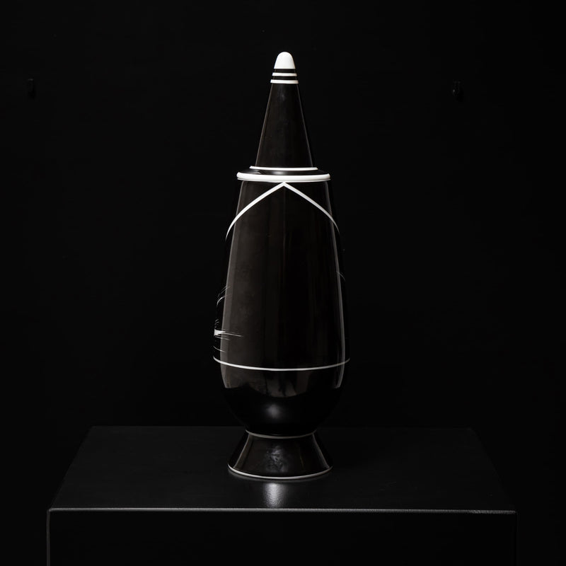 Black Lidded Vase No. 36 by Alessandro Mendini for Alessi, Made in Germany, 1992, Ed. 03511/10000