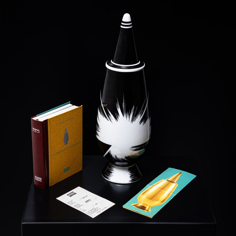 Black Lidded Vase No. 36 by Alessandro Mendini for Alessi, Made in Germany, 1992, Ed. 03511/10000
