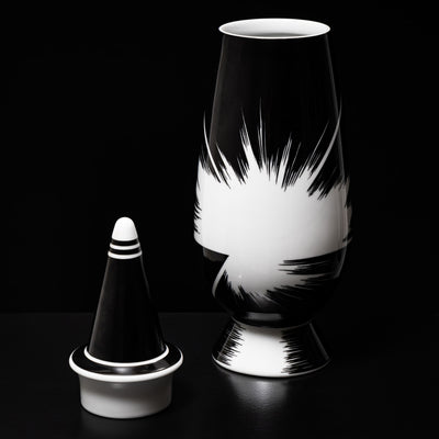 Black Lidded Vase No. 36 by Alessandro Mendini for Alessi, Made in Germany, 1992, Ed. 03511/10000