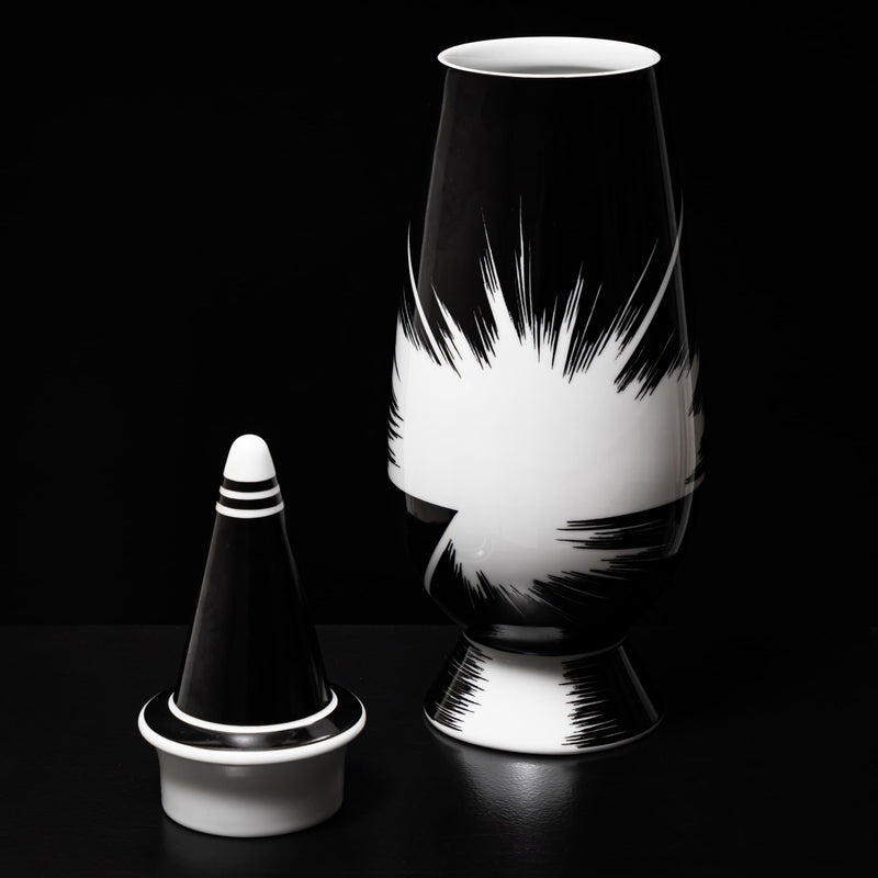Black Lidded Vase No. 36 by Alessandro Mendini for Alessi, Made in Germany, 1992, Ed. 03511/10000