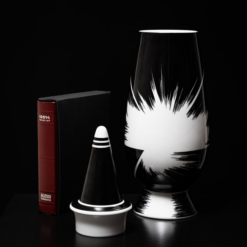 Black Lidded Vase No. 36 by Alessandro Mendini for Alessi, Made in Germany, 1992, Ed. 03511/10000