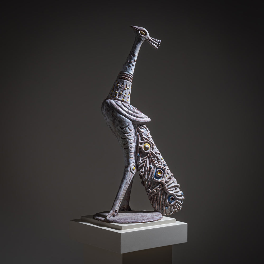 Terracotta Peacock by Mitri Giovan Battista (1915–2000), Venice, Italy, 1950s