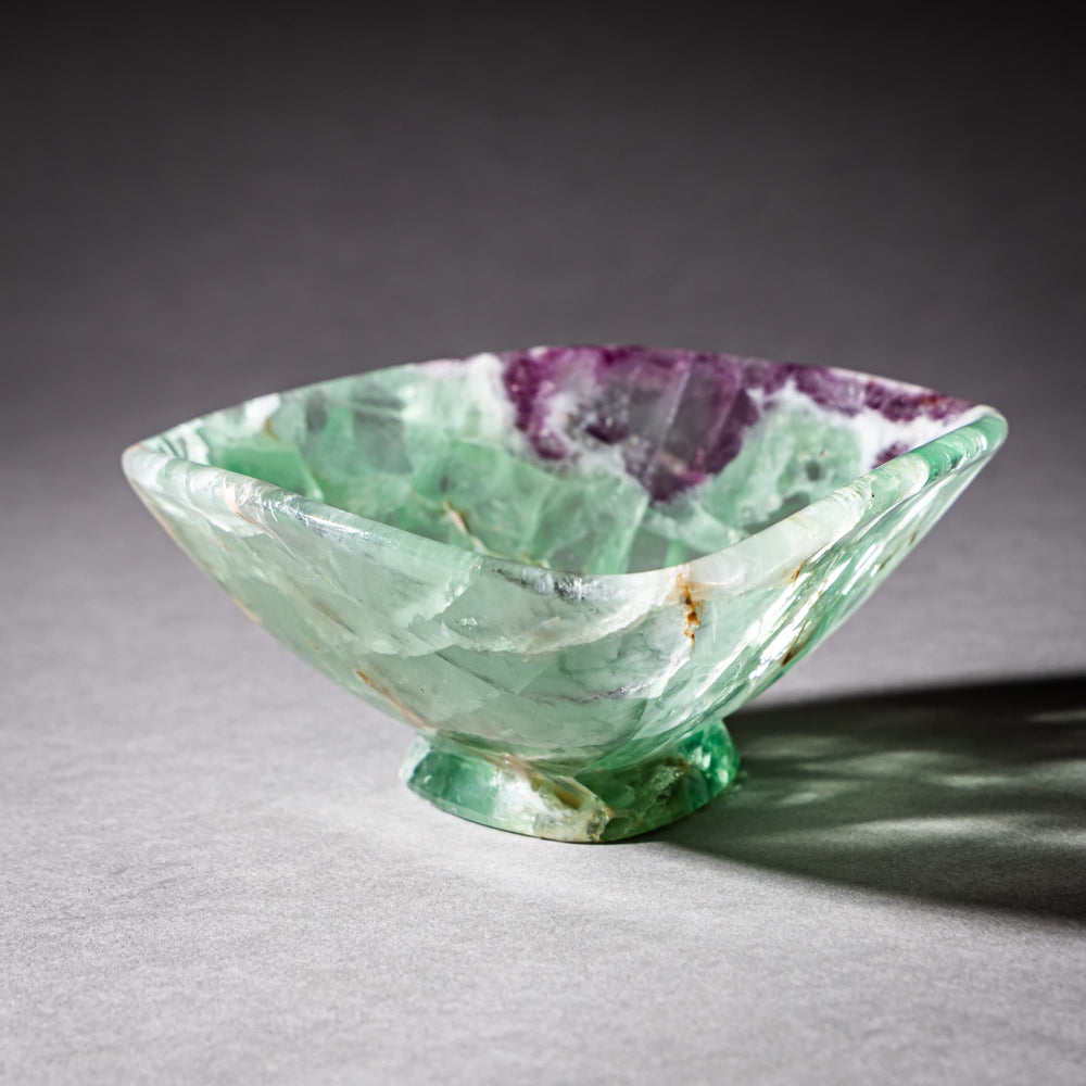 Gemstone Bowl  - Rainbow Fluorute (Green and Purple), by Helmut Wolf (*1940 Idar Oberstein)