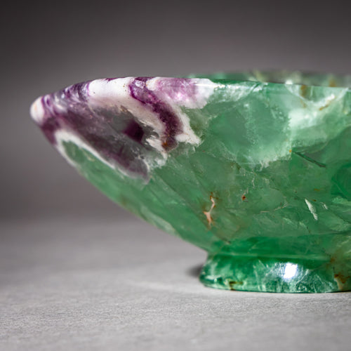 Gemstone Bowl  - Rainbow Fluorute (Green and Purple), by Helmut Wolf (*1940 Idar Oberstein)