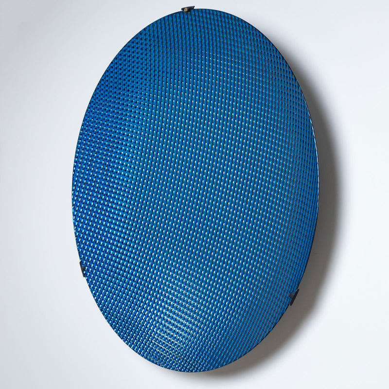 Large Concave Disc in Blue Glass by Roberto Giulio Rida, Italy 21st Century