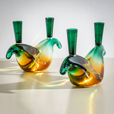 Two Murano Glass Candleholders by Flavio Poli for Seguso, Italy 1970s