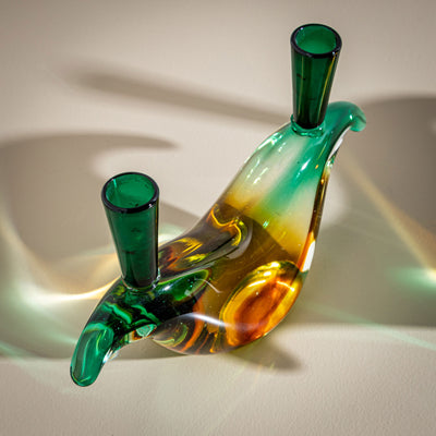 Two Murano Glass Candleholders by Flavio Poli for Seguso, Italy 1970s