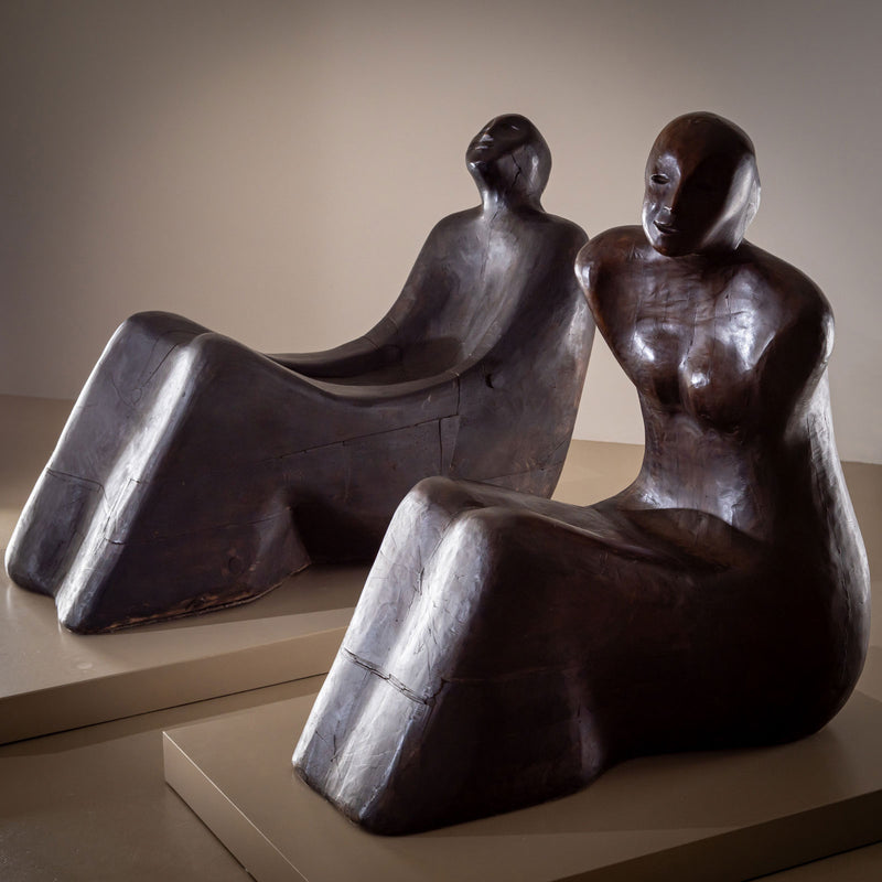 Gianni Aricò (Italy, 1941–2021) Sculptures: "Seated Couple," dated 1973