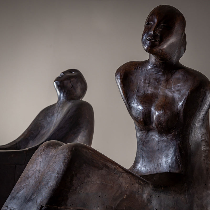 Gianni Aricò (Italy, 1941–2021) Sculptures: "Seated Couple," dated 1973