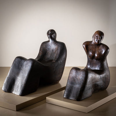 Gianni Aricò (Italy, 1941–2021) Sculptures: "Seated Couple," dated 1973