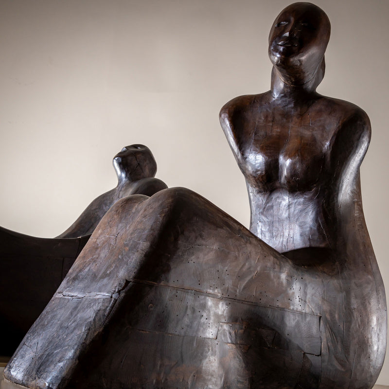 Gianni Aricò (Italy, 1941–2021) Sculptures: "Seated Couple," dated 1973