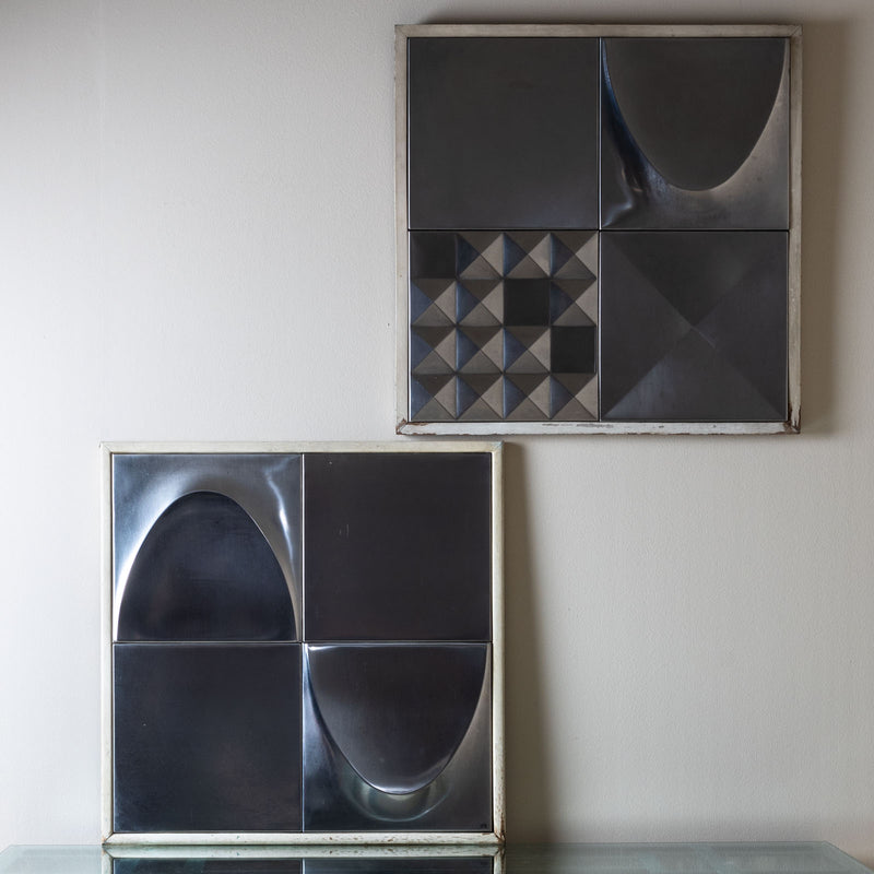Pair of Metal Tiles, Signed “arfo,” Probably Italy, Mid-20th Century