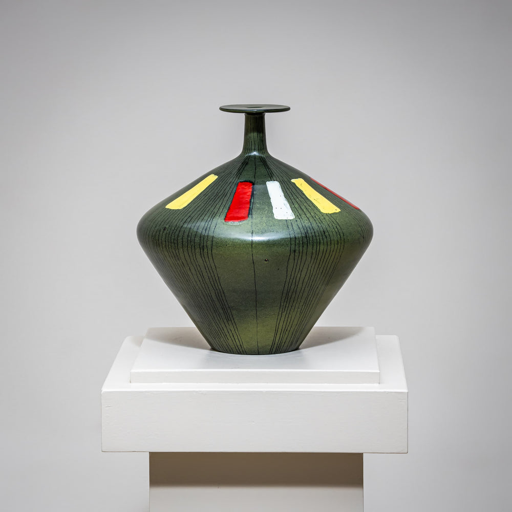 Green Ceramic Vase by San Polo, Venice, Italy, 1960s