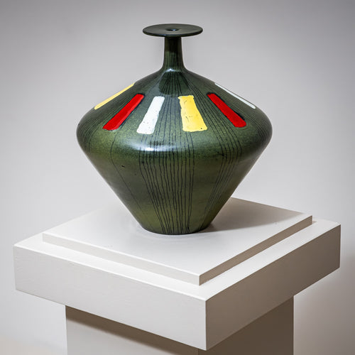 Green Ceramic Vase by San Polo, Venice, Italy, 1960s