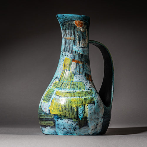 Color-Glazed Ceramic Jug by Bruno Baratti Pesaro, Italy, Mid-20th Century