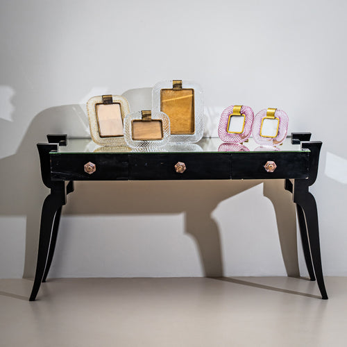 Pair of Pink Murano Glass Table Frames, Italy, probably Mid-20th Century