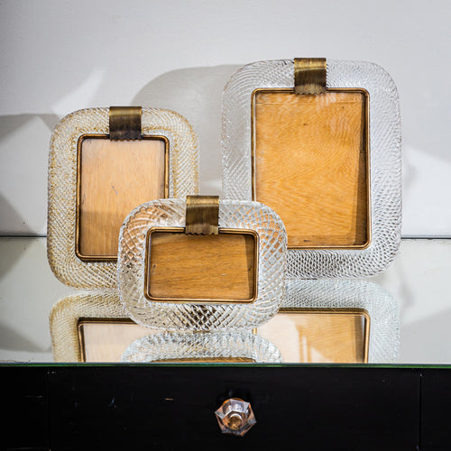 Set of Three Murano Glass Table Frames by Barovier & Toso, Italy, Mid-20th Century
