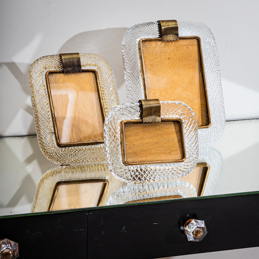 Set of Three Murano Glass Table Frames by Barovier & Toso, Italy, Mid-20th Century