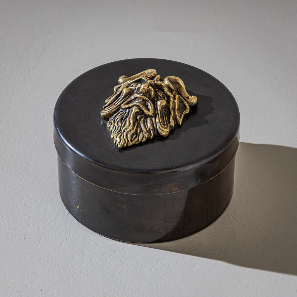Box with Grotesque Decoration, Handmade in Italy, Mid-20th Century