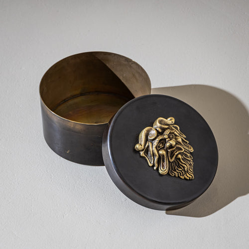 Box with Grotesque Decoration, Handmade in Italy, Mid-20th Century